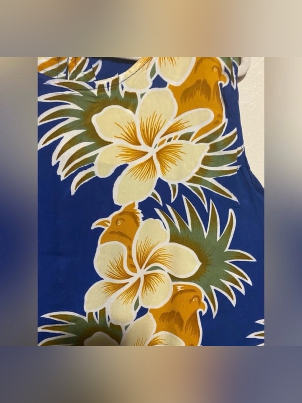 Tropical Floral Knee Length Dress XL | Hawaiian Sleeveless Resort Dress - Picture 5 of 5